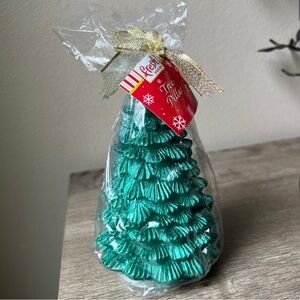 NWT Vintage 6” Metallic Green Figural Holiday Tree Candle Lucerne Food